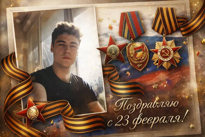 Создать открытку на 23 февраля онлайн