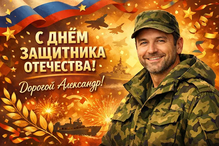 Создать открытку на 23 февраля онлайн